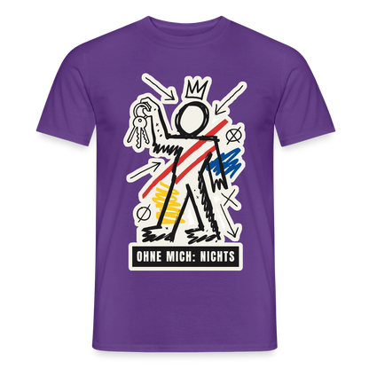 Ohne mich: nichts. Neo-Expressionismus-Motiv Motiv-T-Shirt für Männer, Farbe Lila