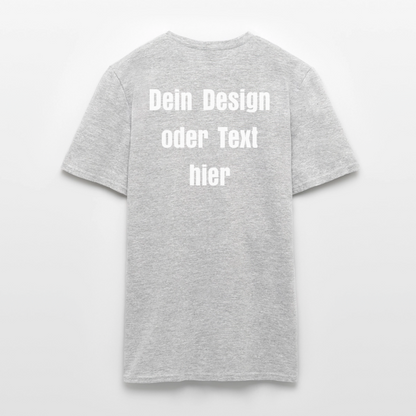Männer T-Shirt - personalisierbare Vorder- und Rückseite - Grau meliert