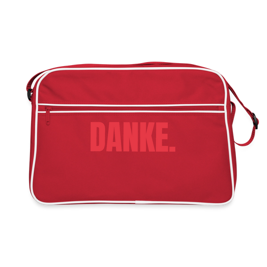 "Danke." Motiv-Retro-Tasche, Farbe Rot/Weiß
