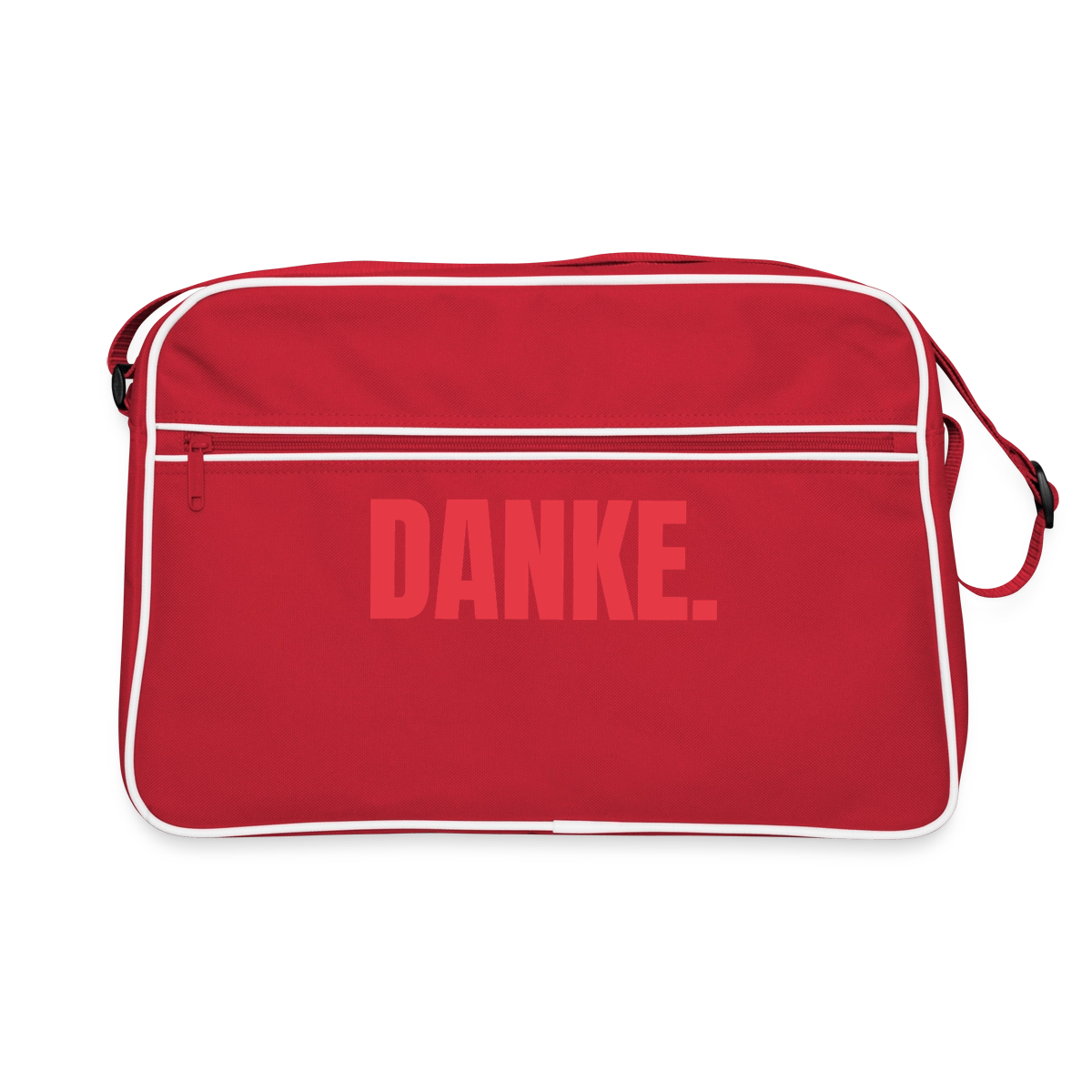 "Danke." Motiv-Retro-Tasche, Farbe Rot/Weiß