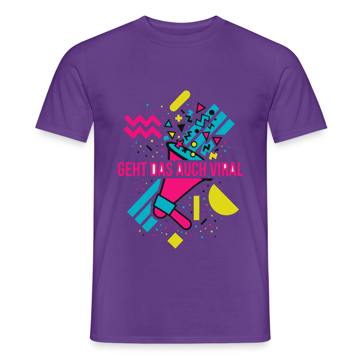 Geht das auch viral? Memphis-Motiv Motiv-T-Shirt für Männer, Farbe Lila