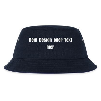 Kinder Bucket Hat - personalisierbar - navy/navy