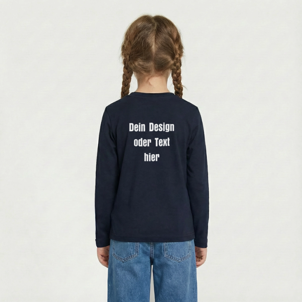 Teenager Premium Langarmshirt - personalisierbare Vorder- und Rückseite - Navy