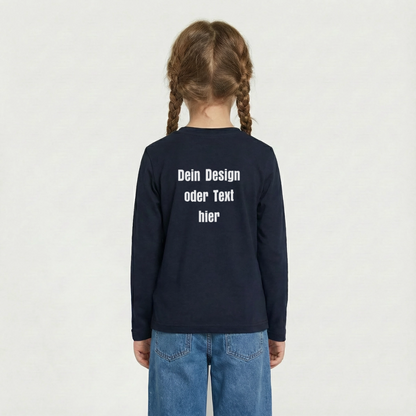 Teenager Premium Langarmshirt - personalisierbare Vorder- und Rückseite - Navy