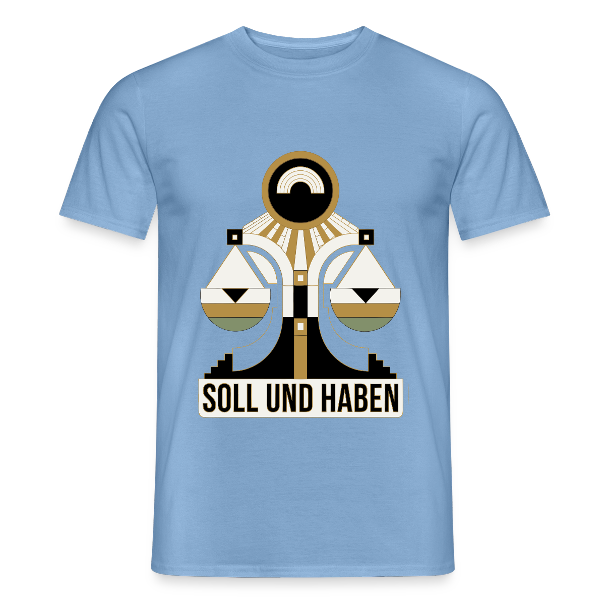 "Soll und Haben. Art-déco-Motiv" Motiv-T-Shirt für Männer, Farbe Carolina Blue