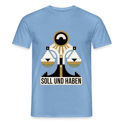 "Soll und Haben. Art-déco-Motiv" Motiv-T-Shirt für Männer, Farbe Carolina Blue
