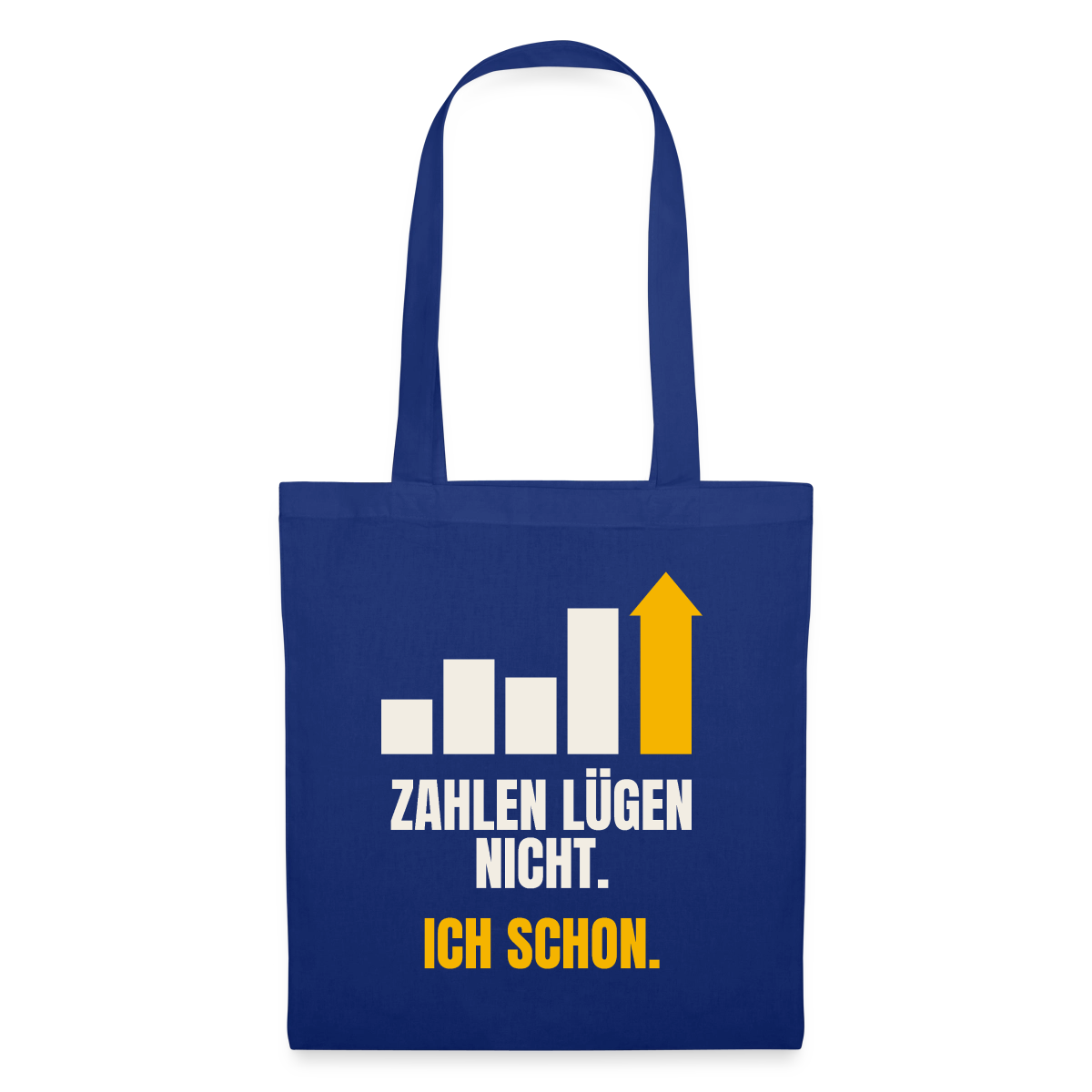Zahlen lügen nicht. Ich schon. Stoffbeutel, Farbe Royalblau