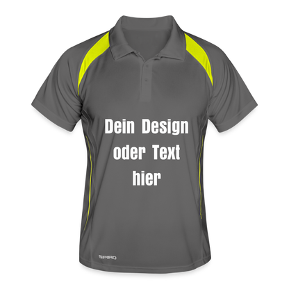 Männer Polo atmungsaktiv - personalisierbar - Grau/Limette
