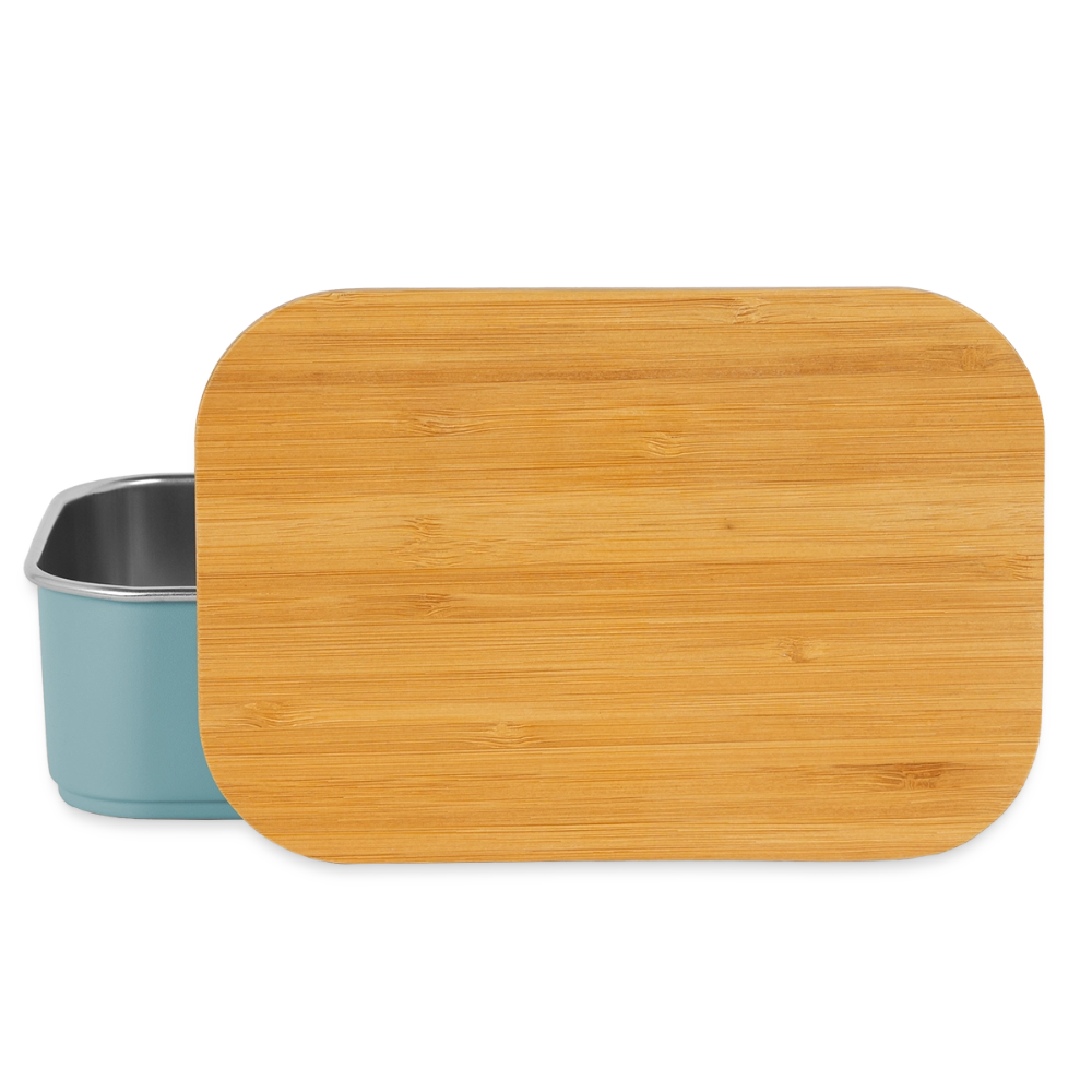 Lunch Box mit Bambusdeckel - personalisierbar - Hellblau