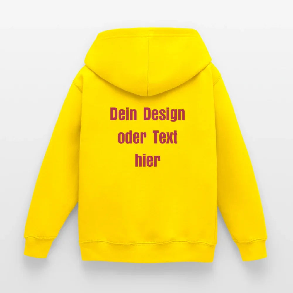 Kinder Hoodie - personalisierbare Vorder- und Rückseite - Gelb