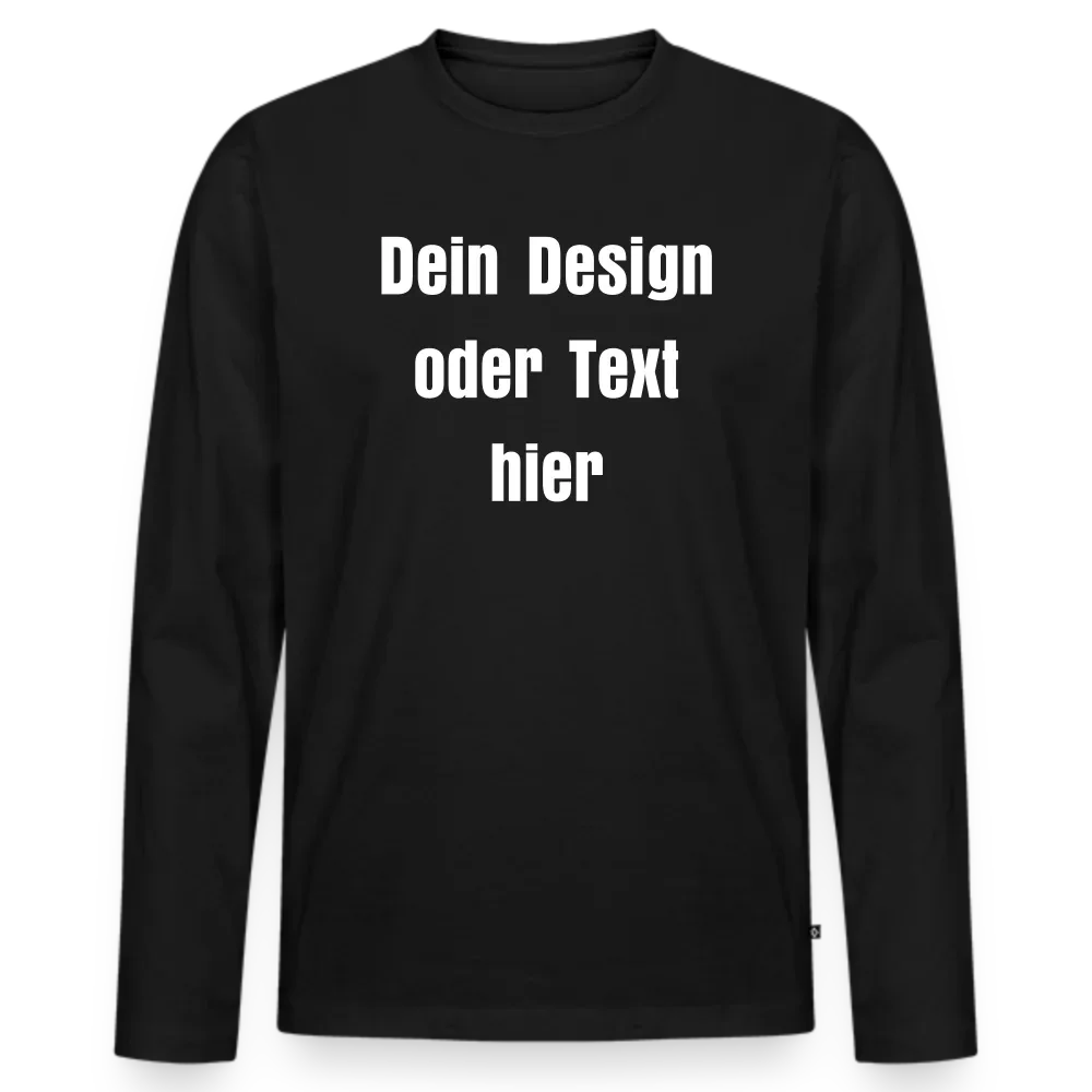 Männer Premium Bio Langarmshirt - personalisierbare Vorder- und Rückseite - Schwarz