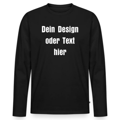 Männer Premium Bio Langarmshirt - personalisierbare Vorder- und Rückseite - Schwarz