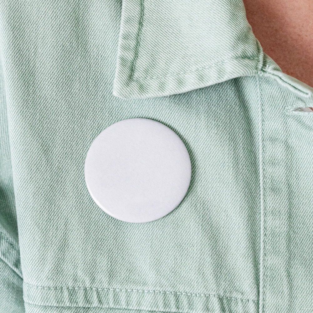 Buttons groß 56 mm (5er Pack) - personalisierbar - Weiß