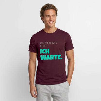 "Ich verhandle nicht. Ich warte." Motiv-T-Shirt für Männer, Farbe Ziegelrot