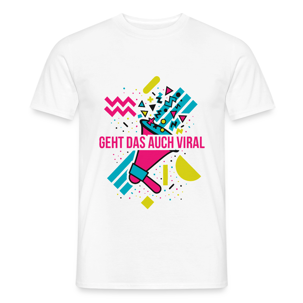 Geht das auch viral? Memphis-Motiv Motiv-T-Shirt für Männer, Farbe Weiß