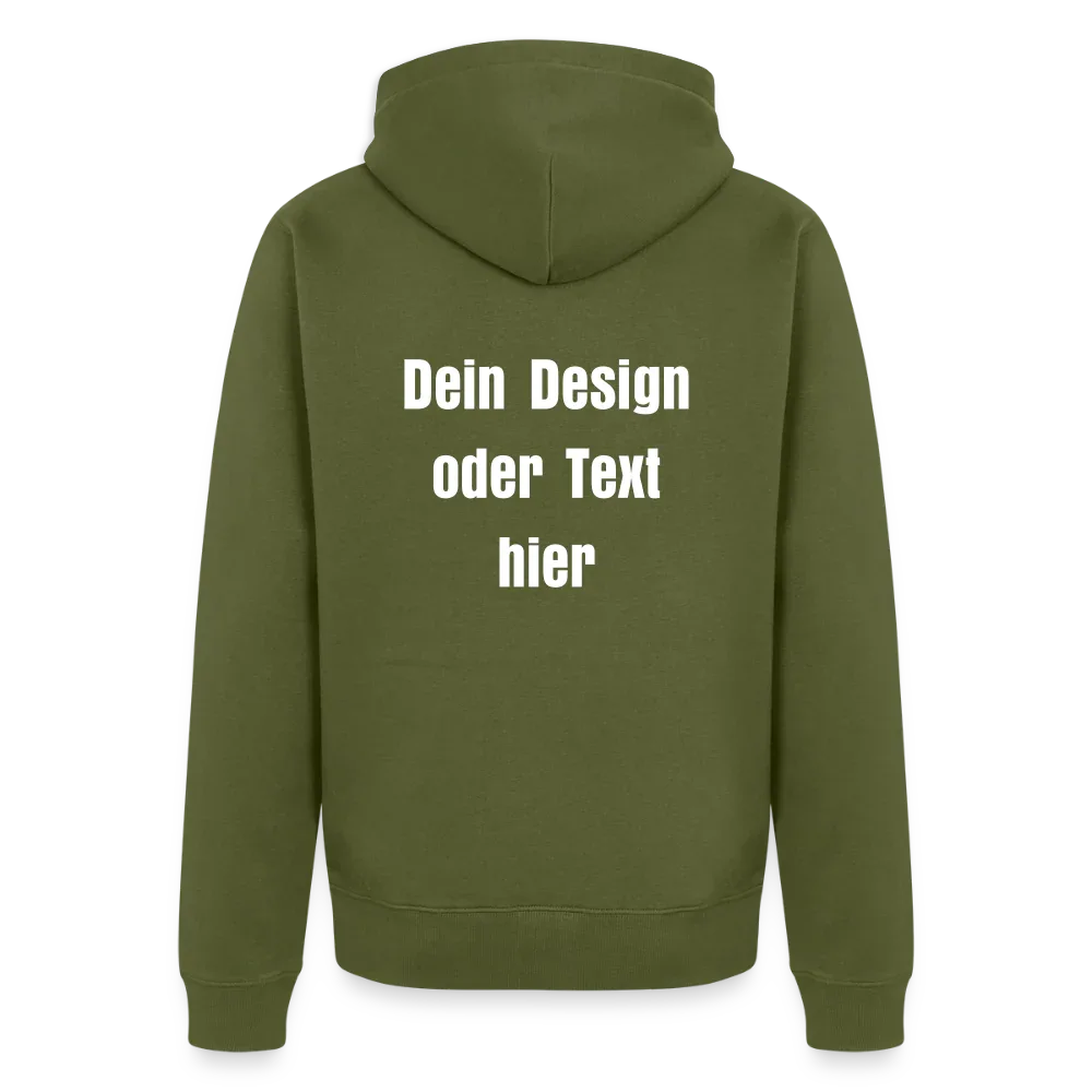 Männer Premium Kapuzenjacke - personalisierbare Vorder- und Rückseite - Khaki
