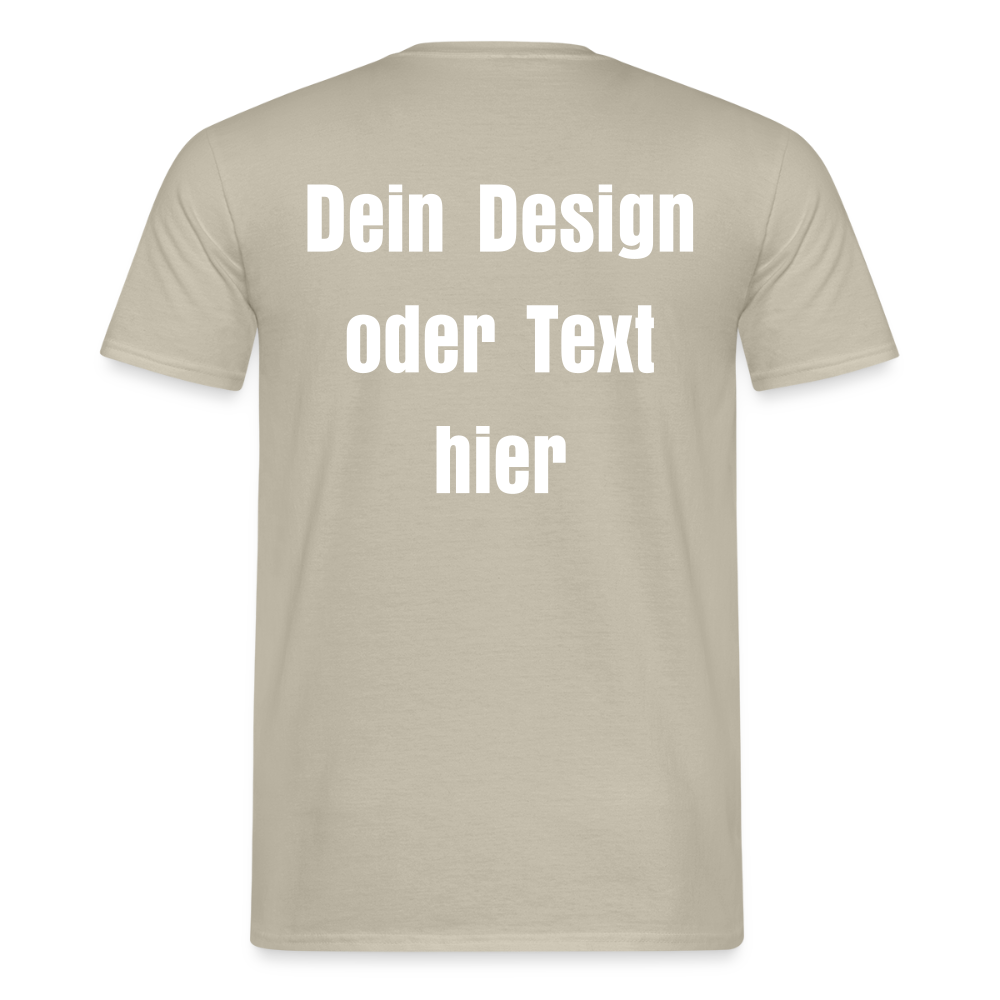 Männer T-Shirt - personalisierbare Vorder- und Rückseite - Sandbeige