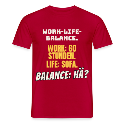 Balance: hä? Motiv-T-Shirt für Männer, Farbe Rot