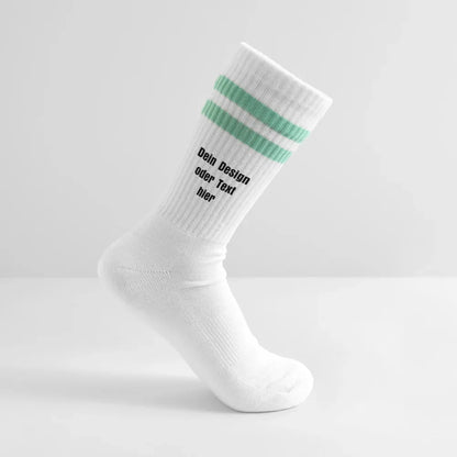 Tennissocken gestreift - personalisierbar - Weiß/Mint