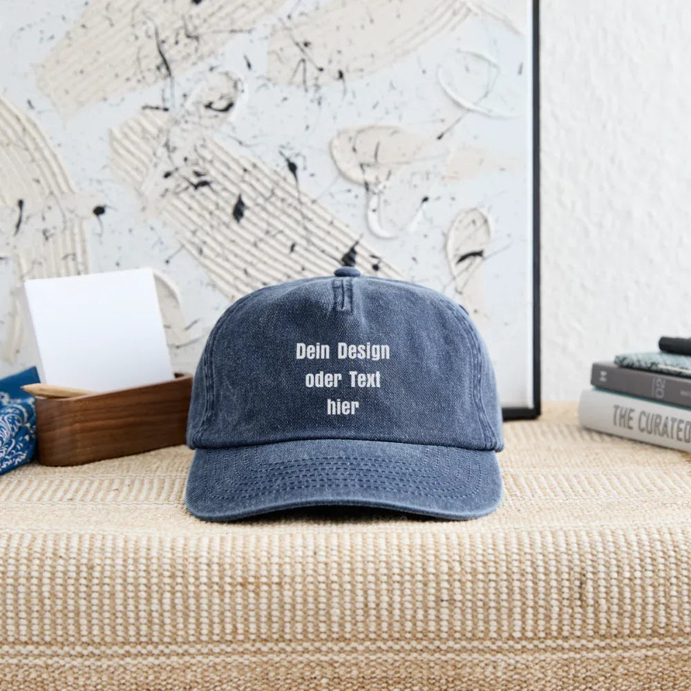 Vintage Dad Hat / Baseball Cap (100% Baumwolle) – personalisierbar - Vintage Denim