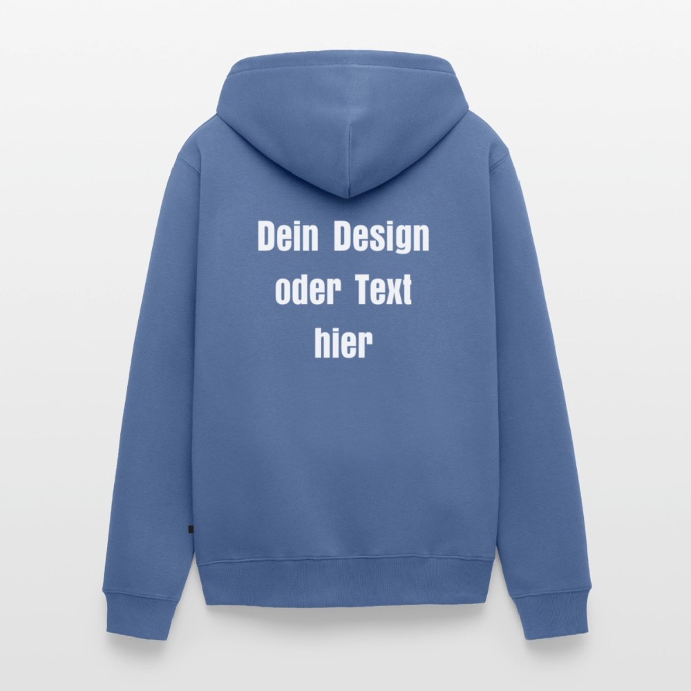 Männer Premium Kapuzenjacke - personalisierbare Vorder- und Rückseite - Taubenblau
