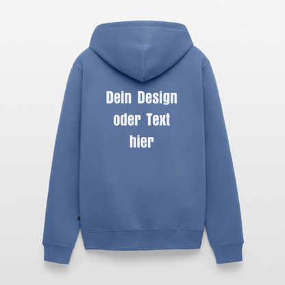 Männer Premium Kapuzenjacke - personalisierbare Vorder- und Rückseite - Taubenblau