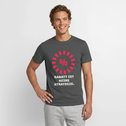 "Rabatt ist keine Strategie." Motiv-T-Shirt für Männer, Farbe Anthrazit