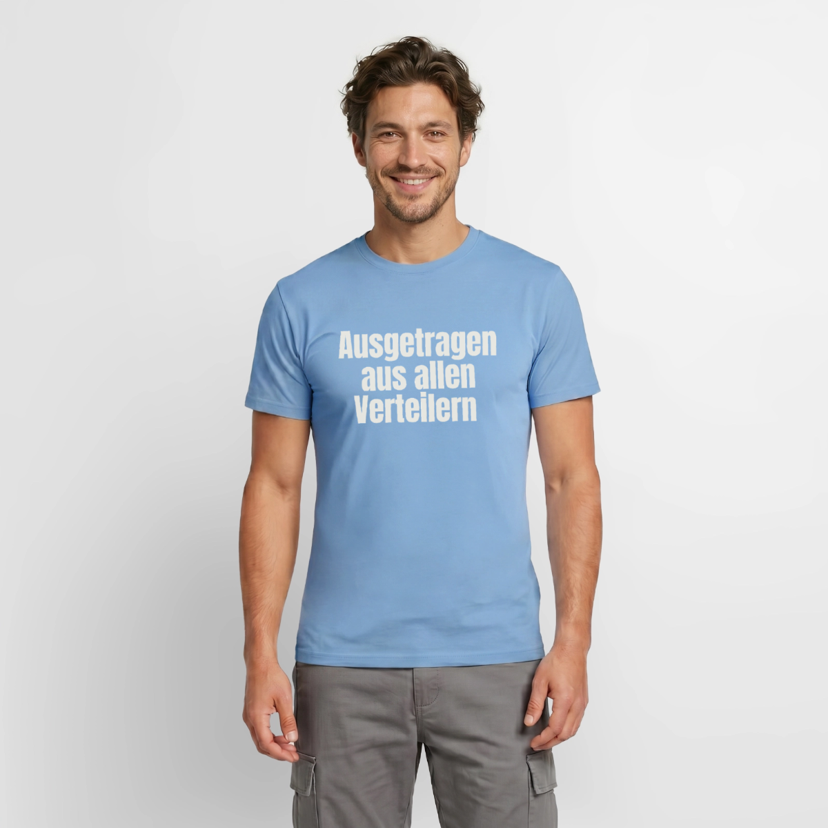 Ausgetragen aus allen Verteilern Motiv-T-Shirt für Männer, Farbe Carolina Blue, Model
