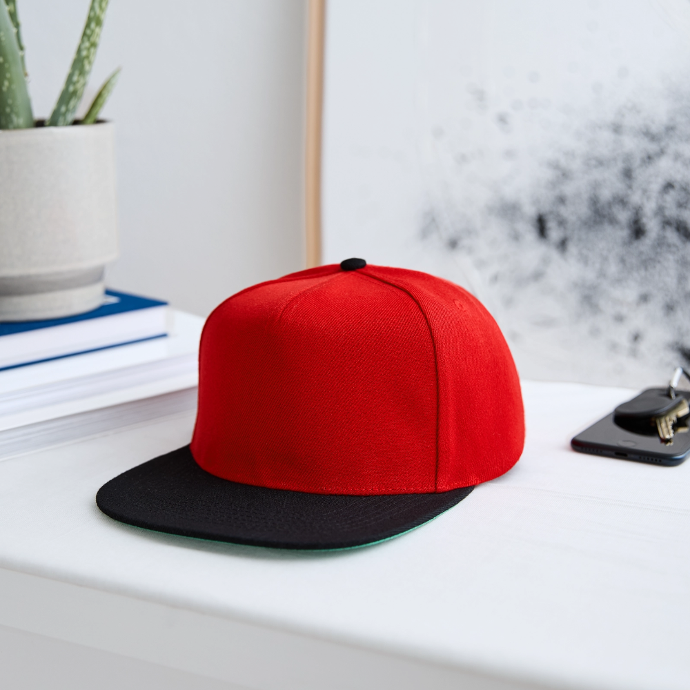 Snapback Cap - personalisierbar - Rot/Schwarz