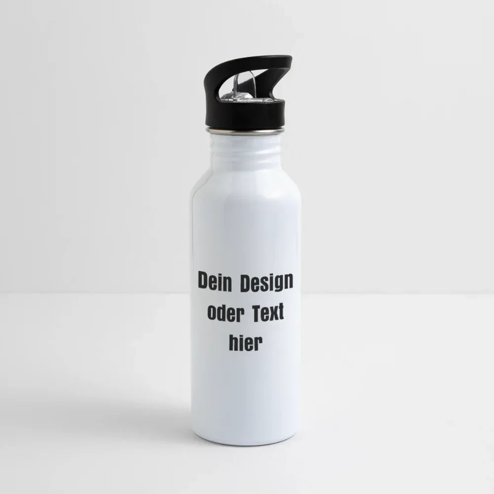 Trinkflasche Edelstahl 600 ml - personalisierbar - Weiß