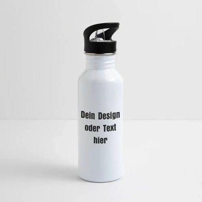 Trinkflasche Edelstahl 600 ml - personalisierbar - Weiß
