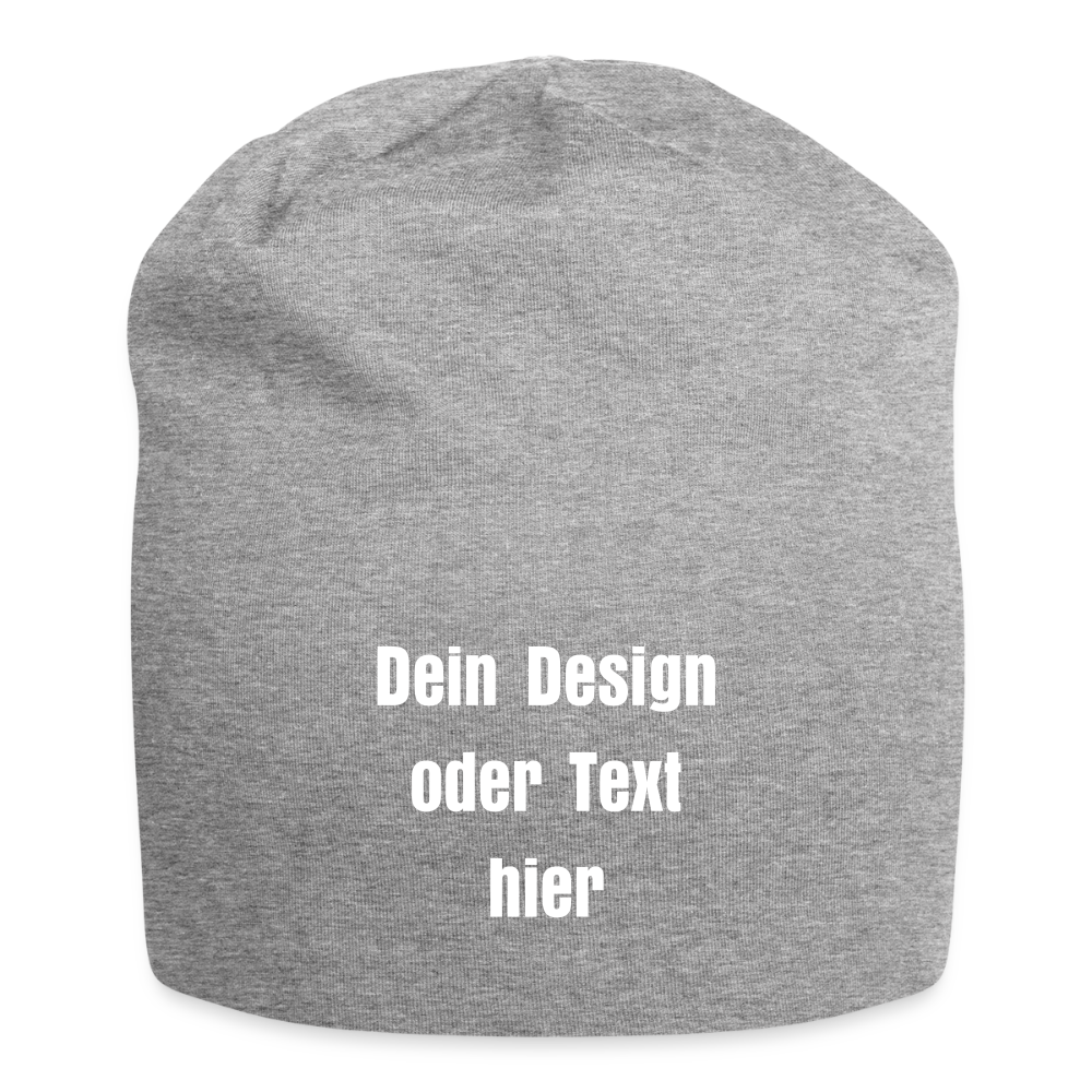 Jersey-Beanie - personalisierbar - Grau meliert