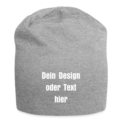 Jersey-Beanie - personalisierbar - Grau meliert