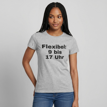 Flexibel: 9 bis 17 Uhr Motiv-T-Shirt für Frauen, Farbe Grau meliert, Model