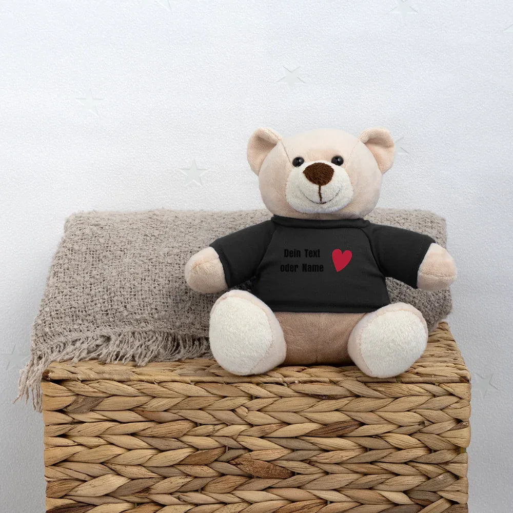 Teddy "Valentine" - personalisierbarer Text oder Name - Schwarz