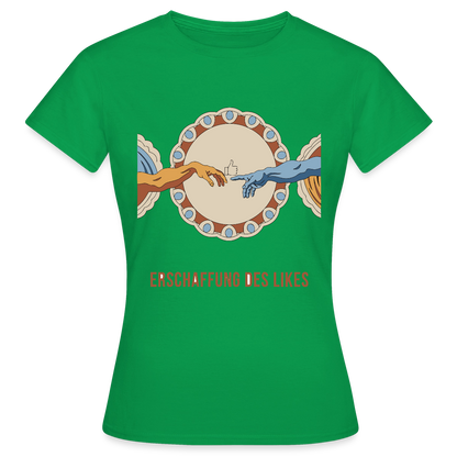 Erschaffung des Likes. Fresko-Motiv Motiv-T-Shirt für Frauen, Farbe Kelly Green