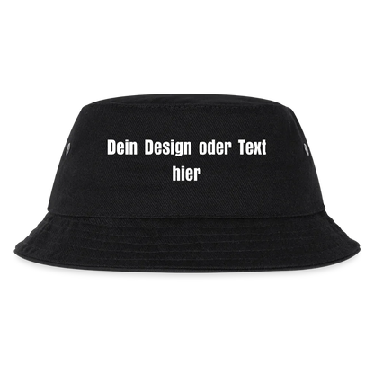 Kinder Bucket Hat - personalisierbar - Schwarz