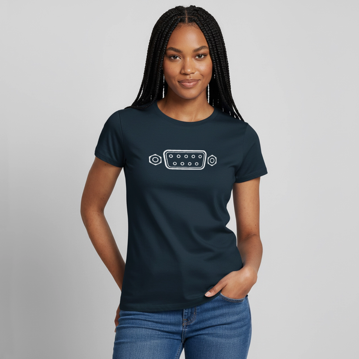 "RS-232" Motiv-T-Shirt für Frauen, Farbe Navy