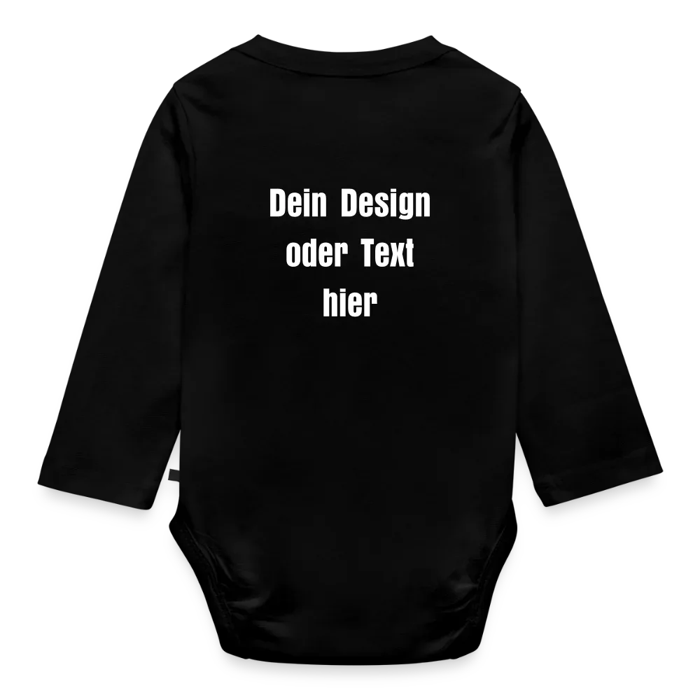 Baby Bio-Langarm-Body - personalisierbar - Schwarz