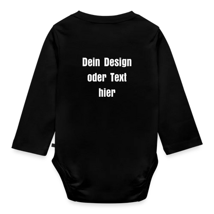Baby Bio-Langarm-Body - personalisierbar - Schwarz