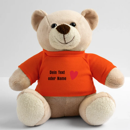 Teddy "Valentine" - personalisierbarer Text oder Name - Goldorange
