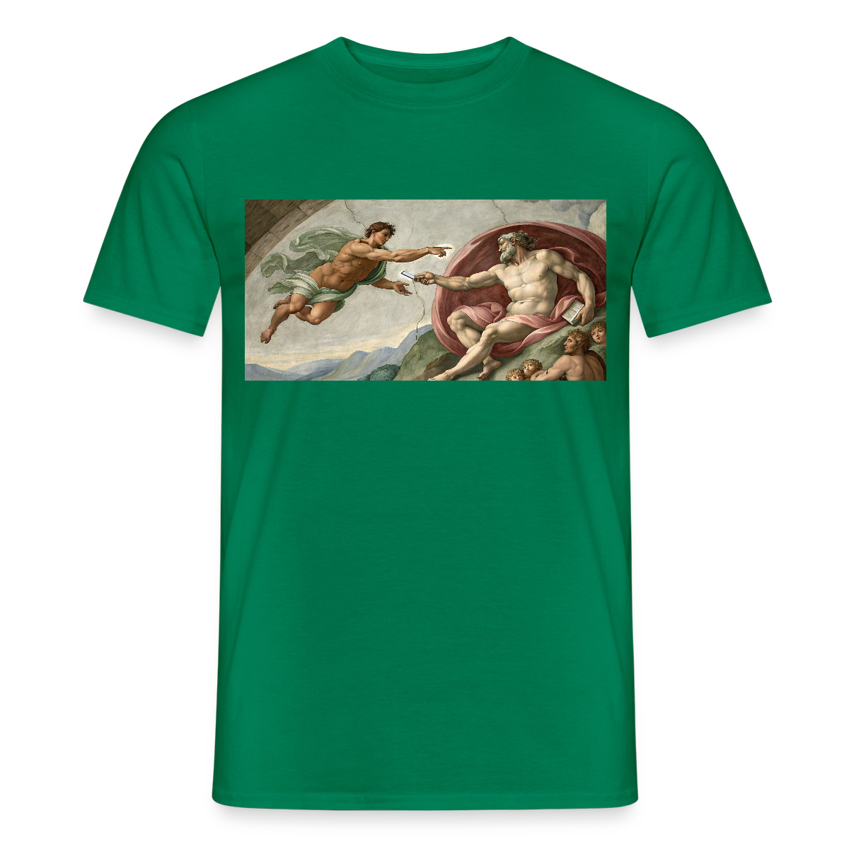 Die Schnittstelle. Renaissance-Motiv Motiv-T-Shirt für Männer, Farbe Kelly Green