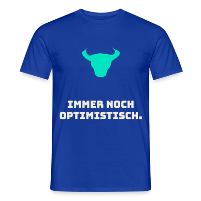 Immer noch optimistisch. Motiv-T-Shirt für Männer, Farbe Dunkelblau
