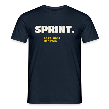Sprint. Seit acht Monaten. Motiv-T-Shirt für Männer, Farbe Navy