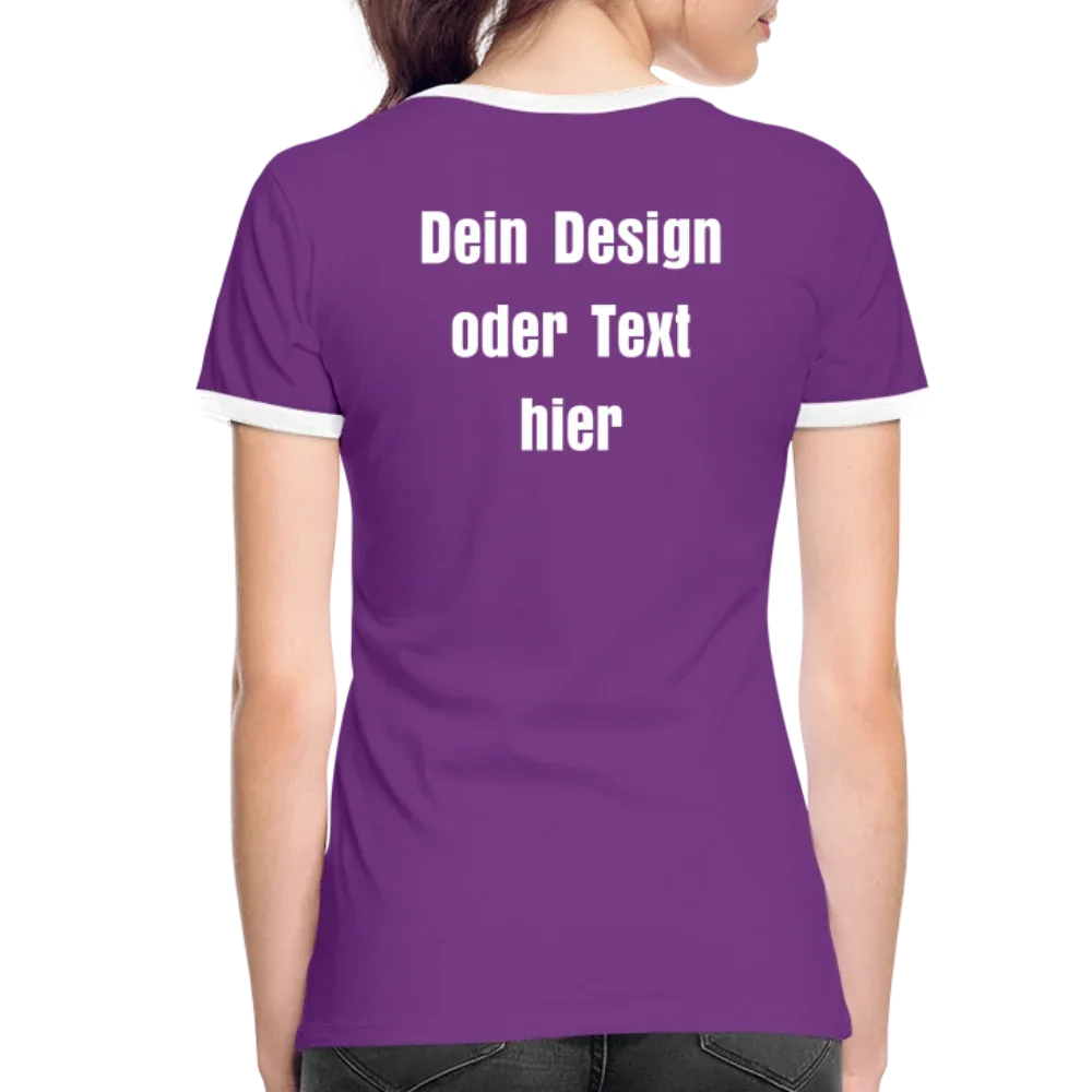 Frauen Kontrast-T-Shirt - personalisierbare Vorder- und Rückseite - Lila/Weiß