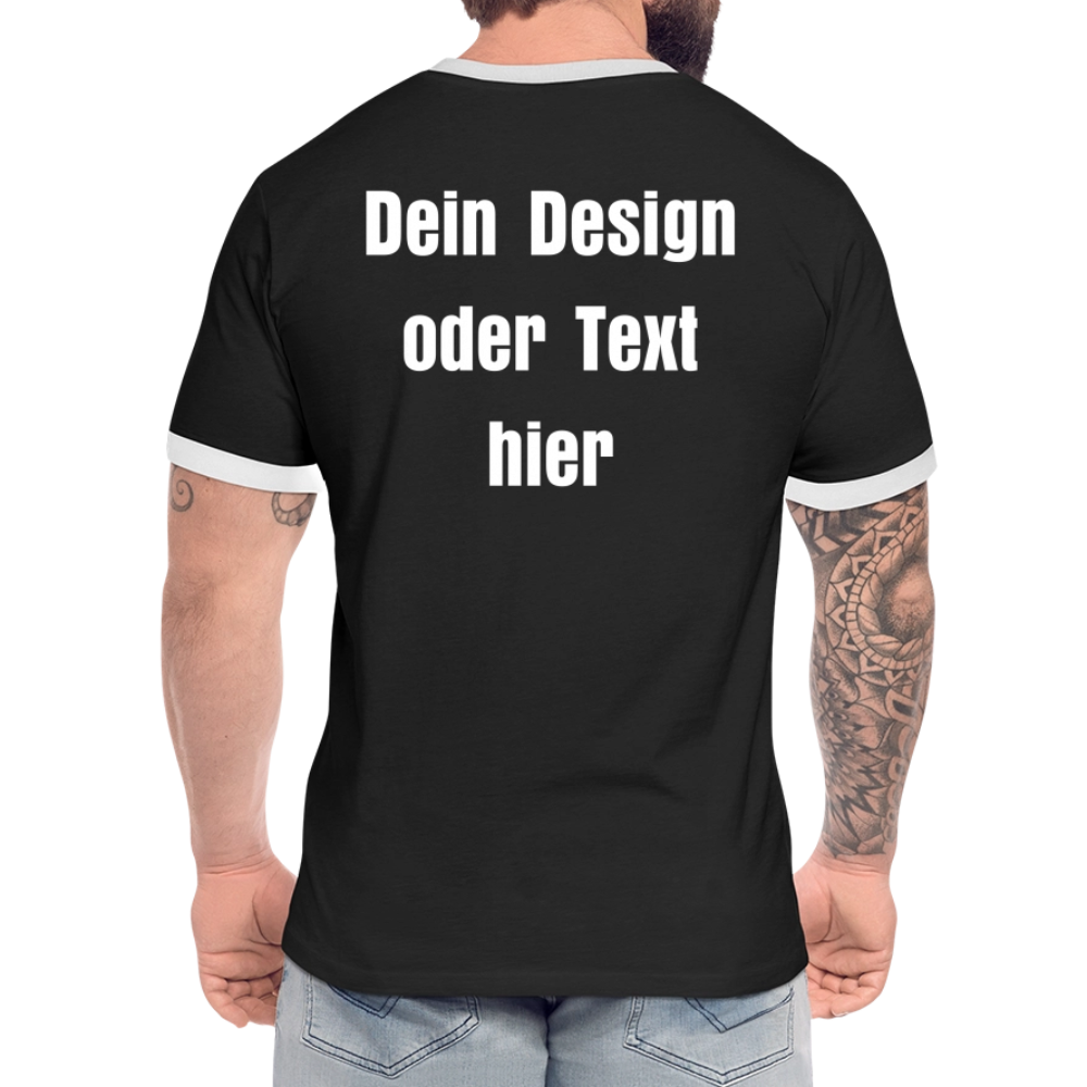 Männer Kontrast-T-Shirt - personalisierbare Vorder- und Rückseite - Schwarz/Weiß
