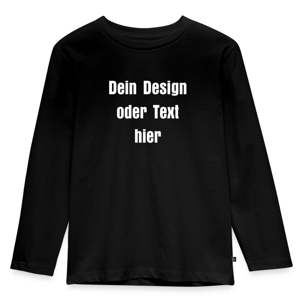 Kinder Premium Langarmshirt - personalisierbare Vorder- und Rückseite - Schwarz