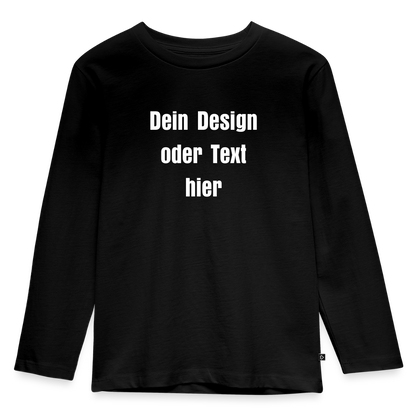 Kinder Premium Langarmshirt - personalisierbare Vorder- und Rückseite - Schwarz