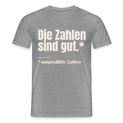 Die Zahlen sind gut. Ausgewählte Zahlen. Motiv-T-Shirt für Männer, Farbe Graphit meliert