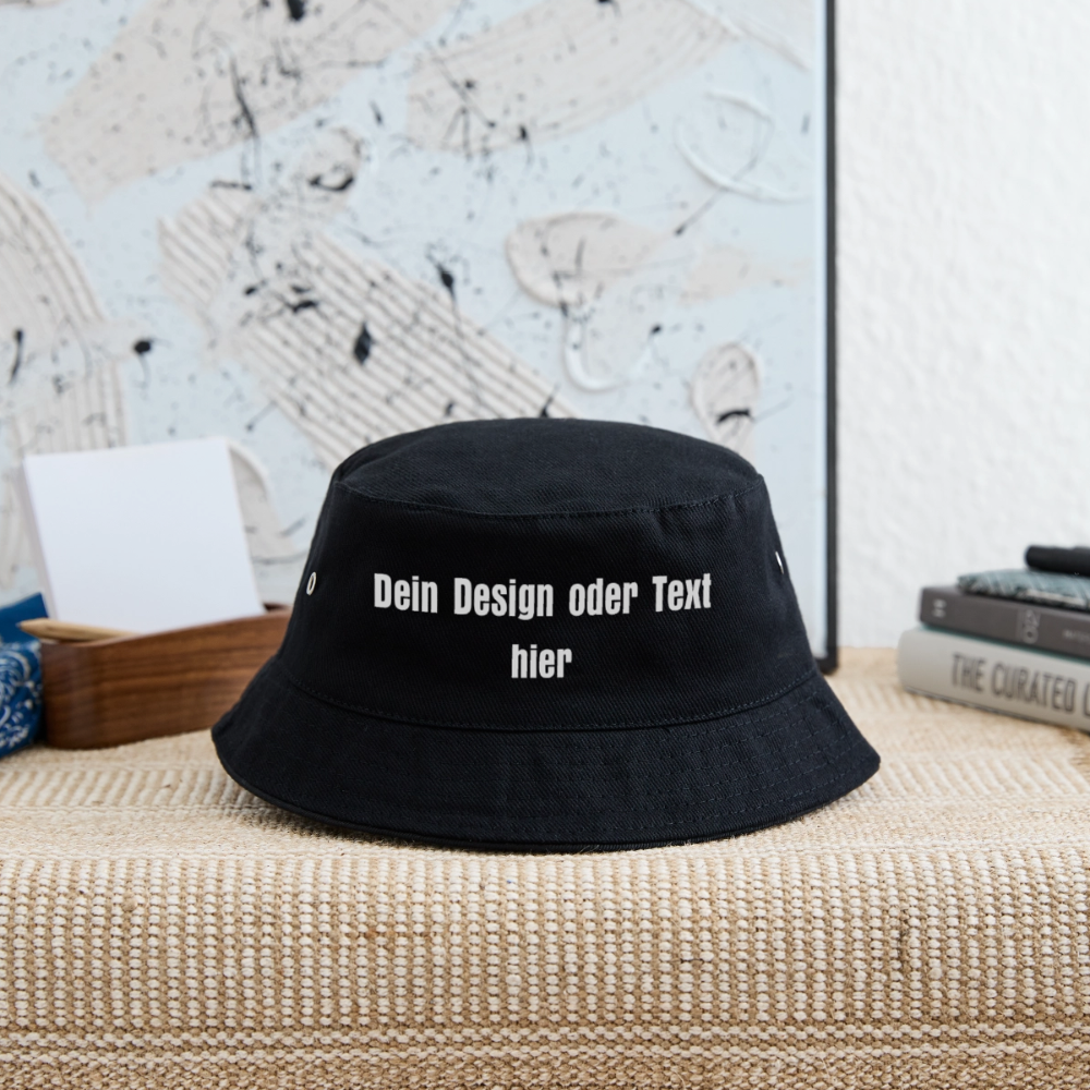Kinder Bucket Hat - personalisierbar - Schwarz